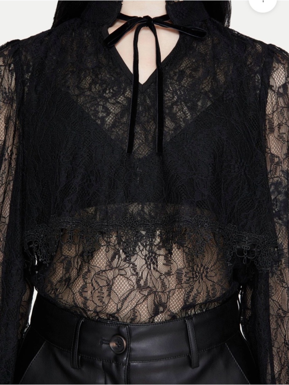Disturbia Darkwave Tie Neck Lace Blouse - Picture 2 of 7